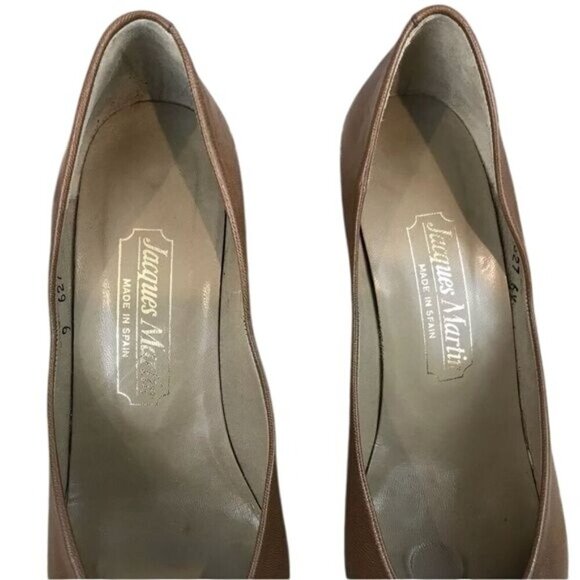 Vintage Jacques Martin Brown Leather Pumps Croc Embossed Toe Size 8 Low Heels - Picture 8 of 8